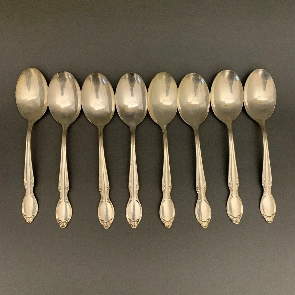 Wm Rogers International Silver Precious Mirror Silverplate 6 7/8 Spoons Lot of 8